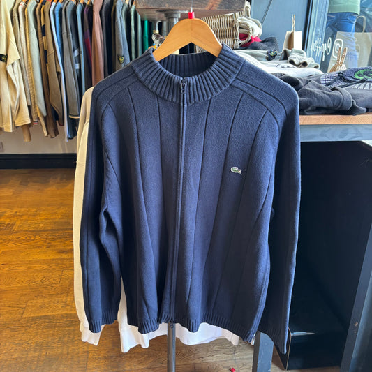Lacoste Full Zip Knit Jumper Navy Blue (Large)