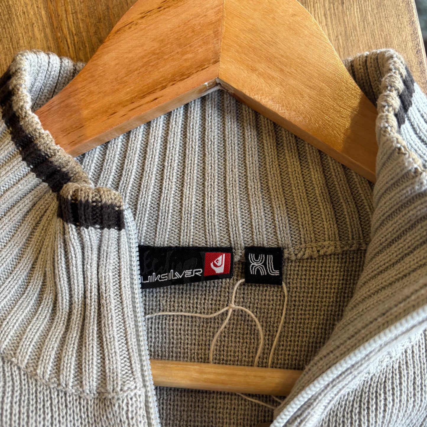 Quiksilver Full Zip Knit Jumper Cream (XL)