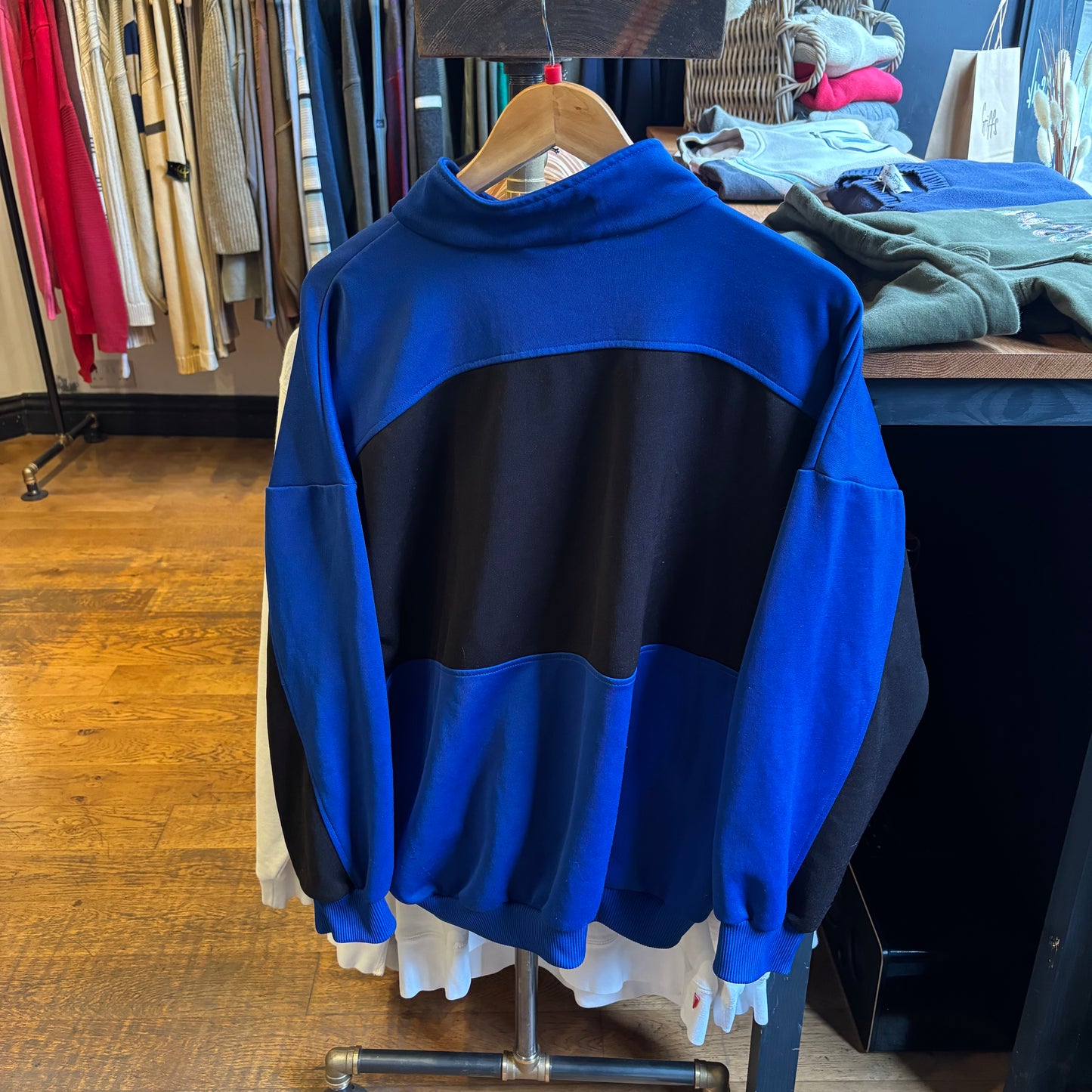 Adidas Zip Up Oversized Track Jacket Blue/ Black (Large)