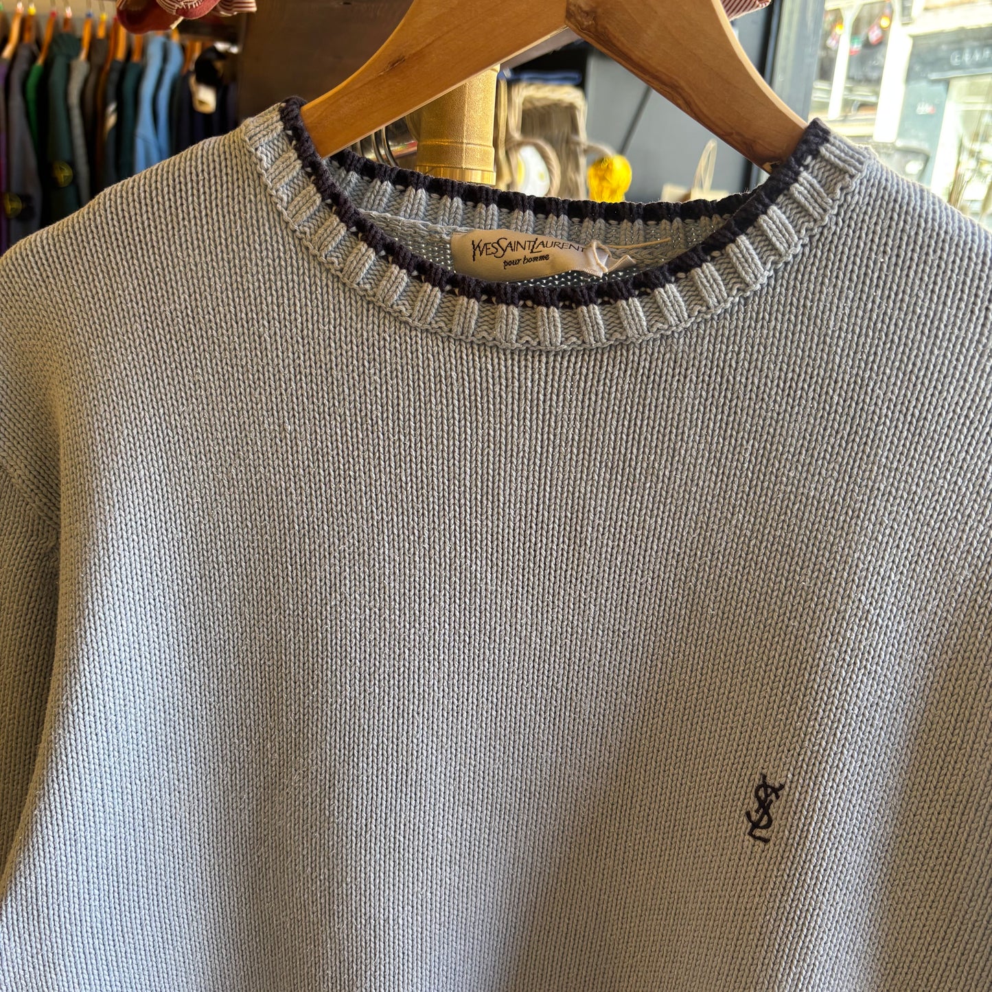 Yves Saint Laurent Pullover Knit Jumper Light Blue (Medium)