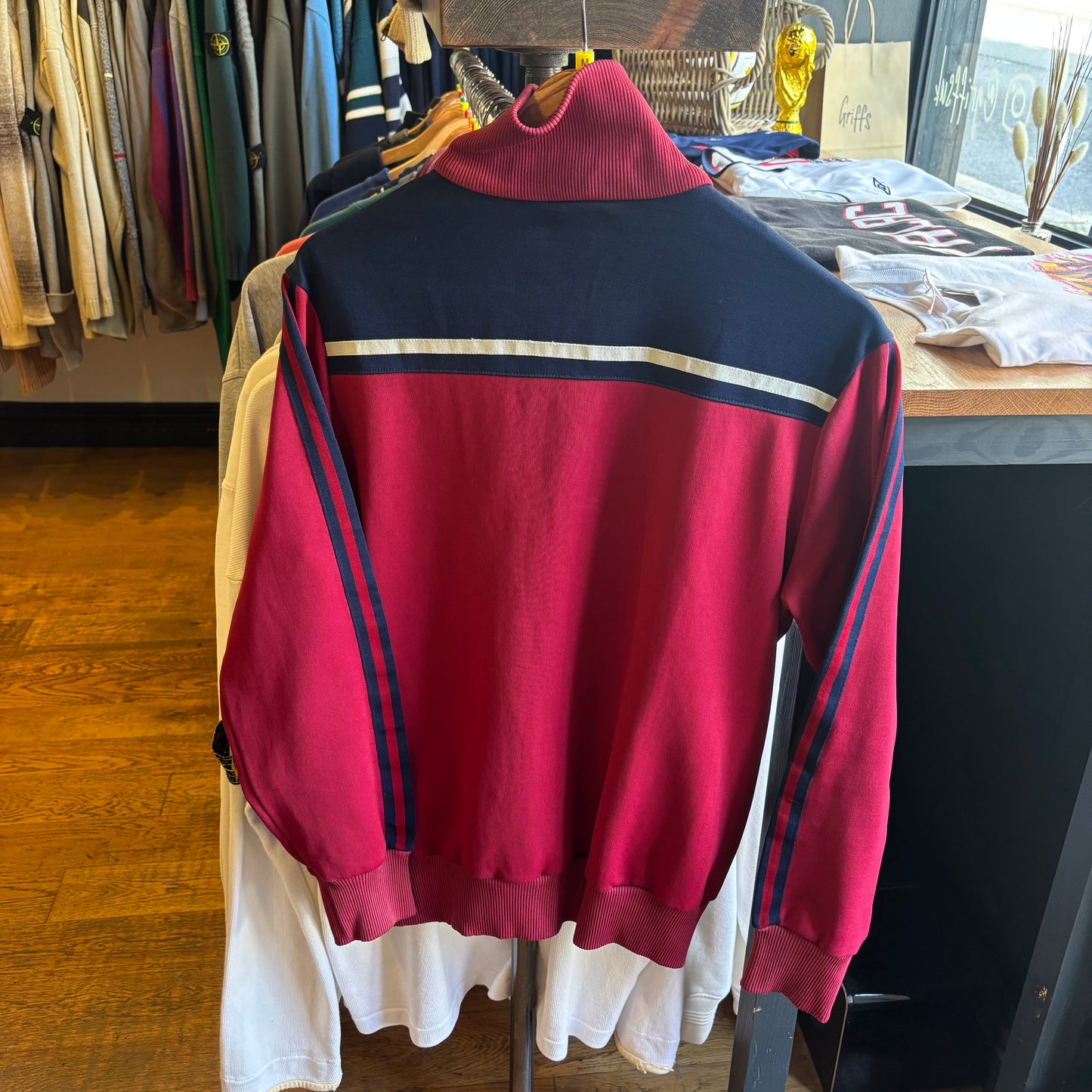 Adidas Zip Up Track Jacket Burgundy (Medium)