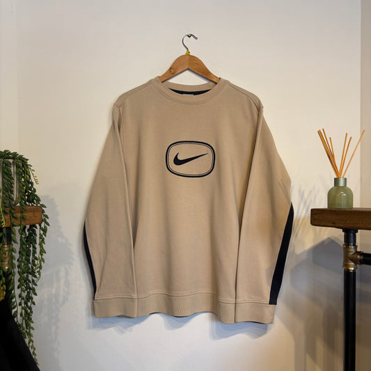 Nike Big Swoosh Oversized Sweatshirt Cream/ Navy (Medium)