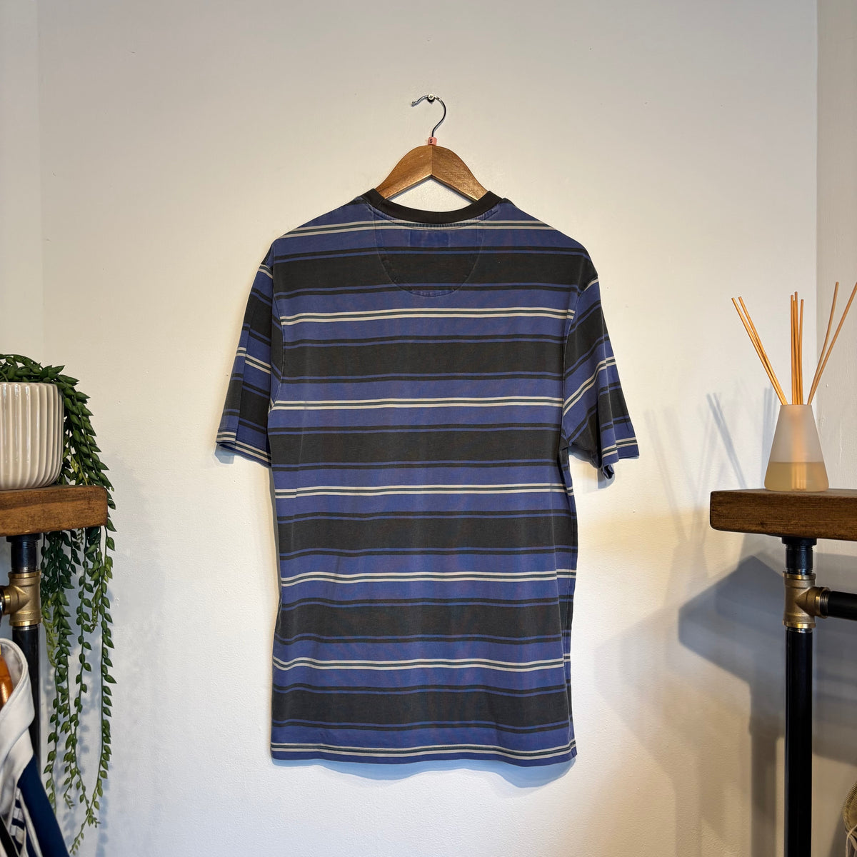 Guess Originals Stripe T-Shirt Blue/ Grey (Small)
