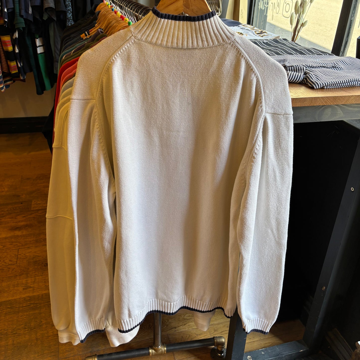 Yves Saint Laurent Full Zip Knit Jumper White (XL)