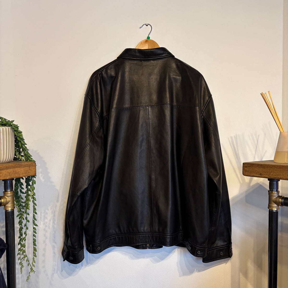 Ralph Lauren Leather Harrington Zip Jacket Black (XL)