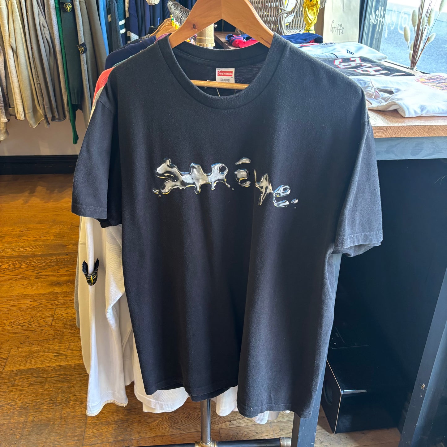 Supreme FW18 Liquid Print T-Shirt Black (Large)