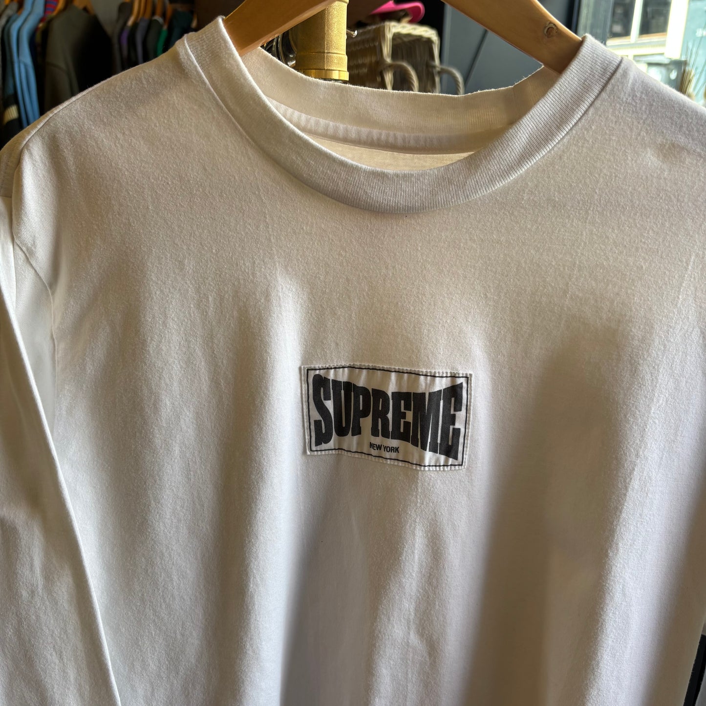 Supreme FW20 Woven Label Longsleeve T-Shirt White (Medium)