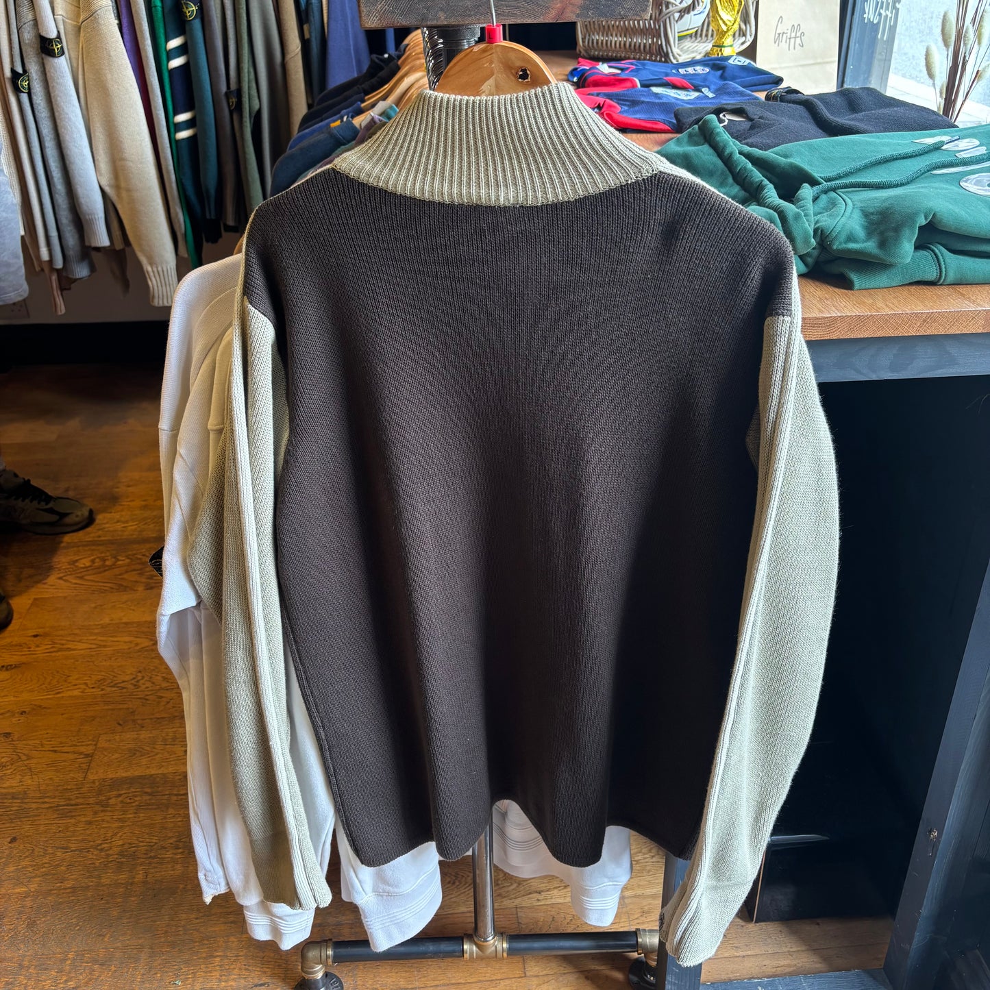 Quiksilver Full Zip Two Tone Knit Jumper Brown/ Beige (Large)
