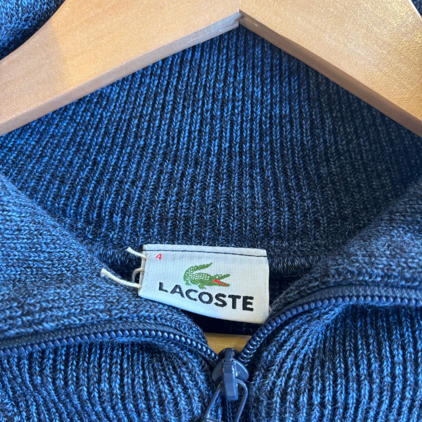 Lacoste Quarter Zip Chunky Knit Jumper Navy (Medium)