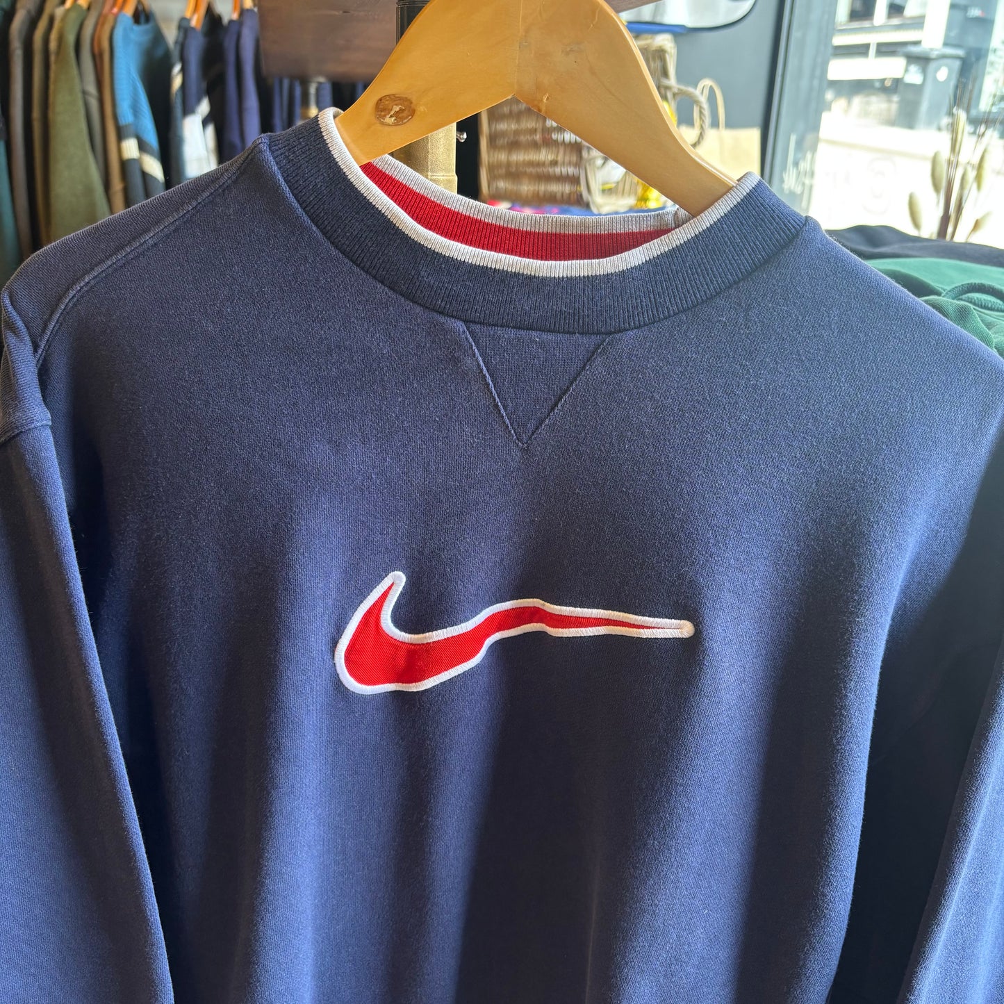 Nike 90s Centre Swoosh Oversized Sweatshirt Navy (Small)