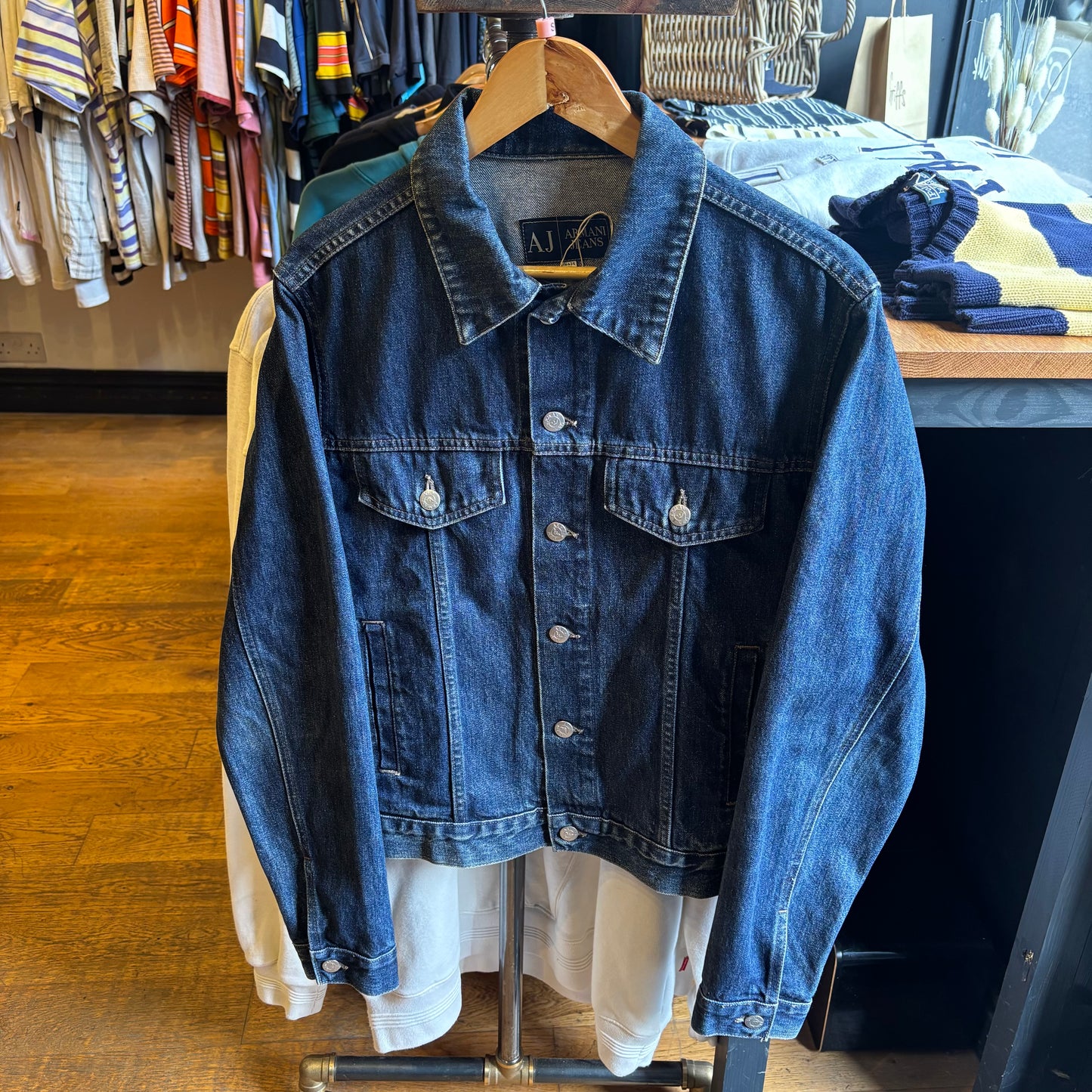 Armani Jeans Button Up Denim Jacket Navy (Small)