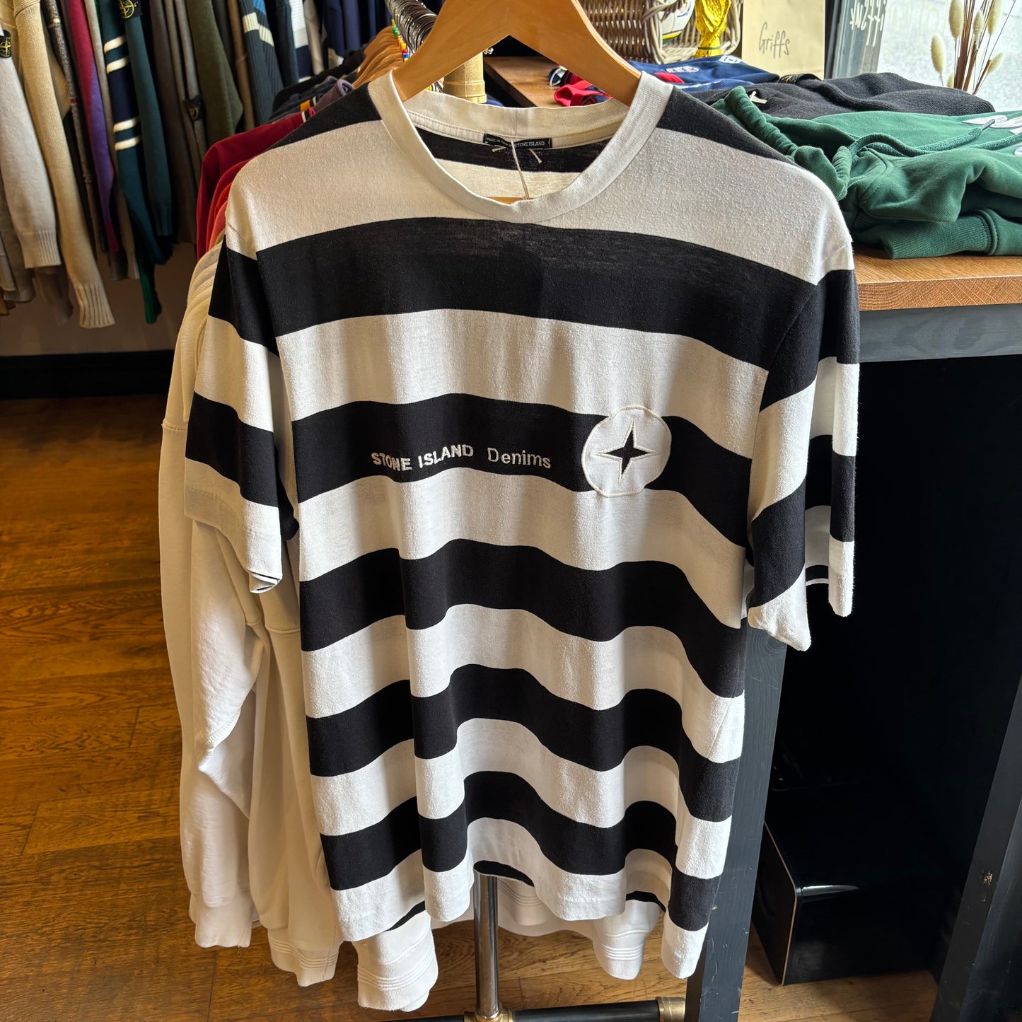 Stone Island Denims S/S 2005 Stripe T-Shirt White/ Black (XL)
