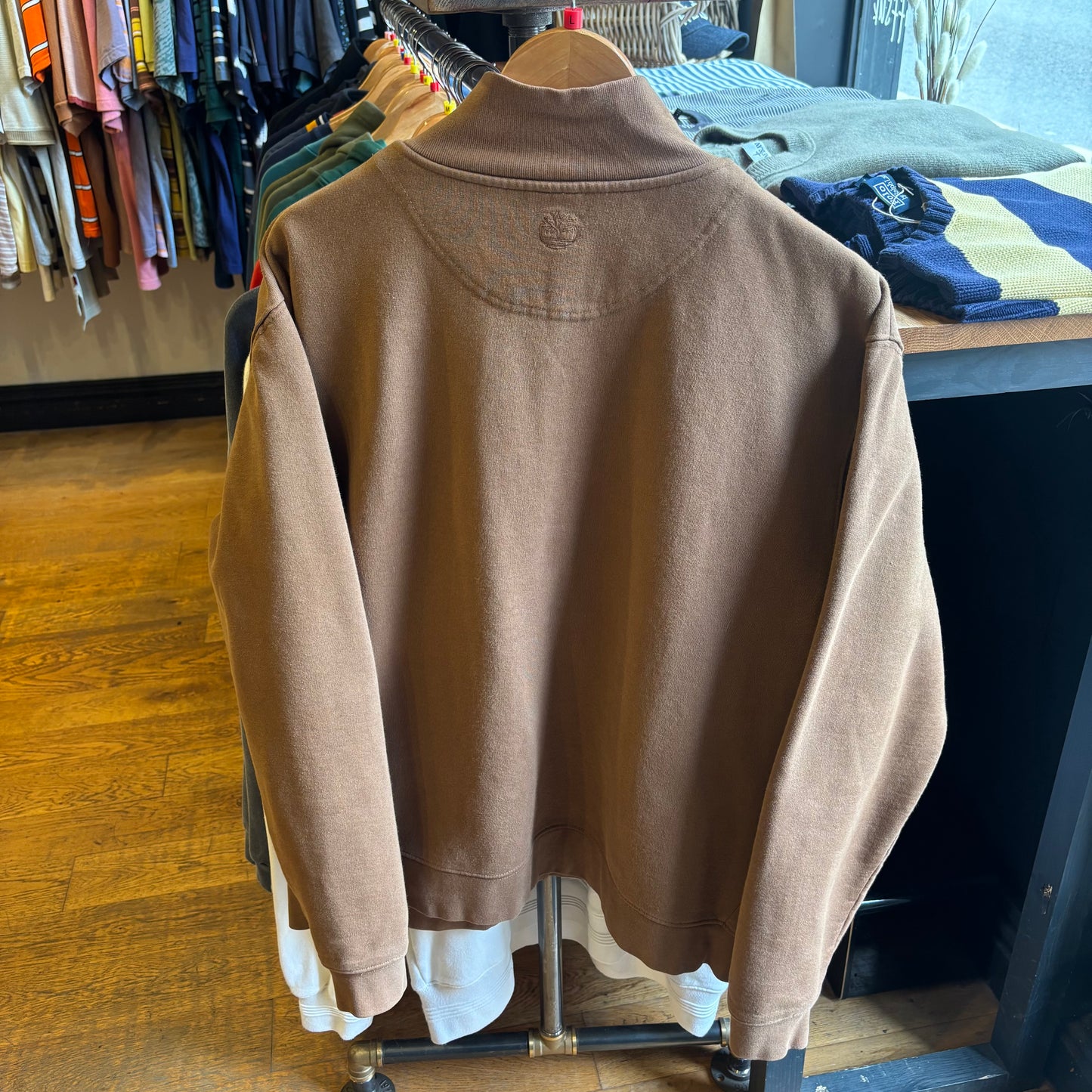 Timberland Oversized Spellout Full Zip Jumper Brown (Large)