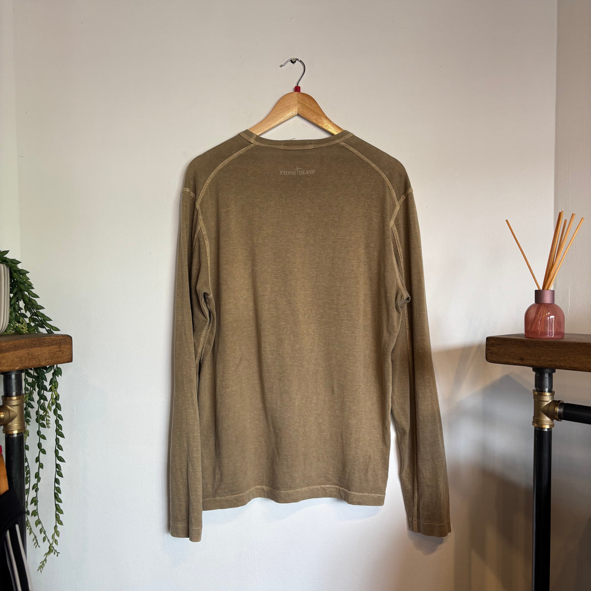 Stone Island S/S 2014 Two Tone Longsleeve T-Shirt Brown (Large )