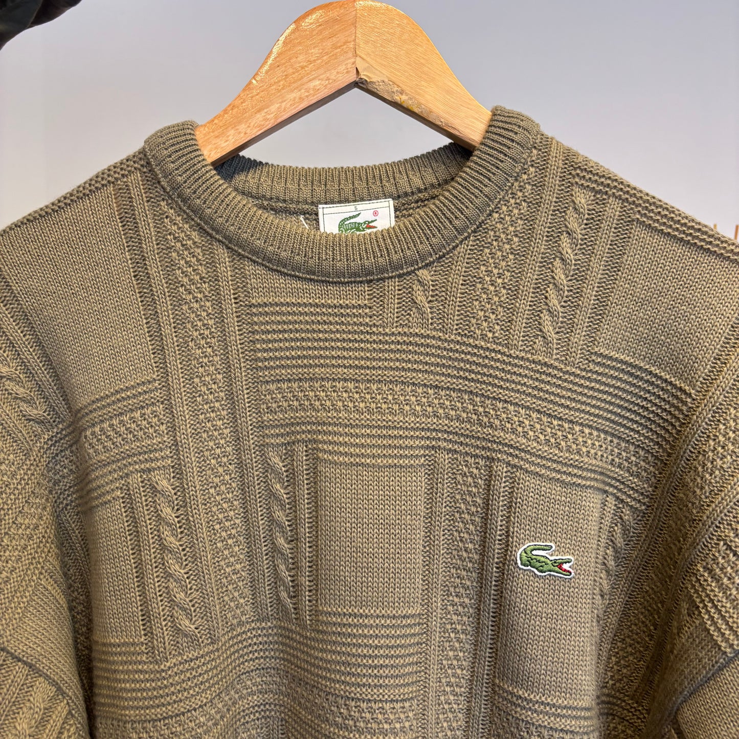 Lacoste Pattern Pullover Knit Jumper Beige (Large)