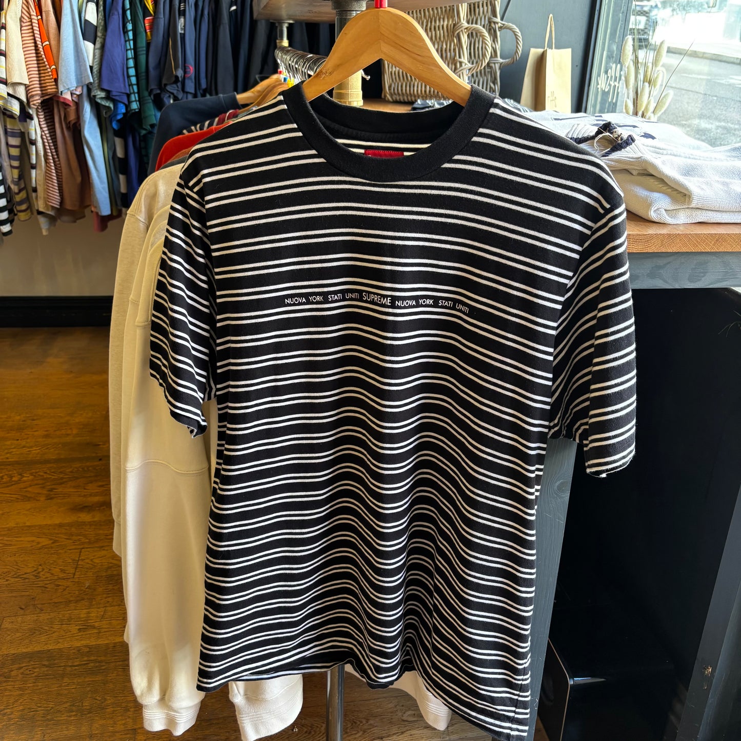Supreme FW20 Stati Uniti Stripe T-Shirt Black/ White (Large)
