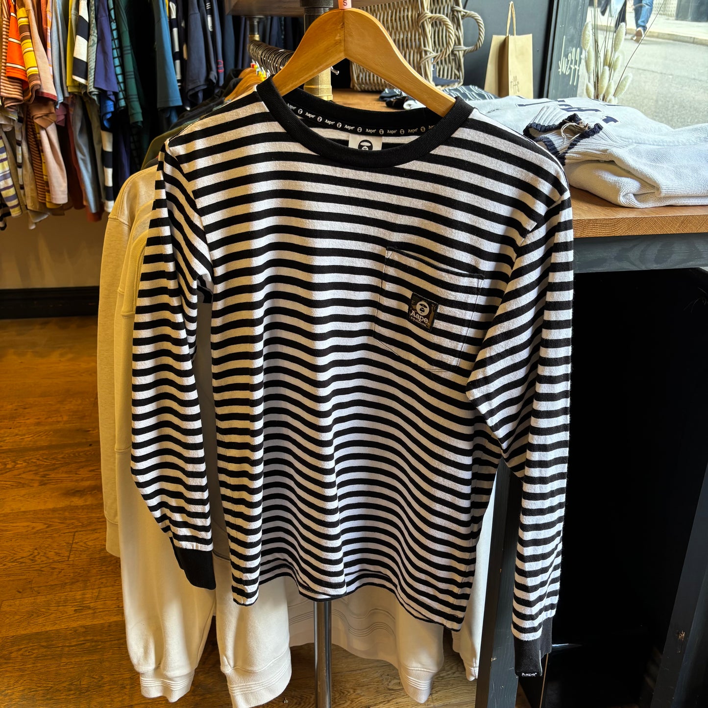 Aape By Bape Stripe Longsleeve T-Shirt Black/ White (Small)