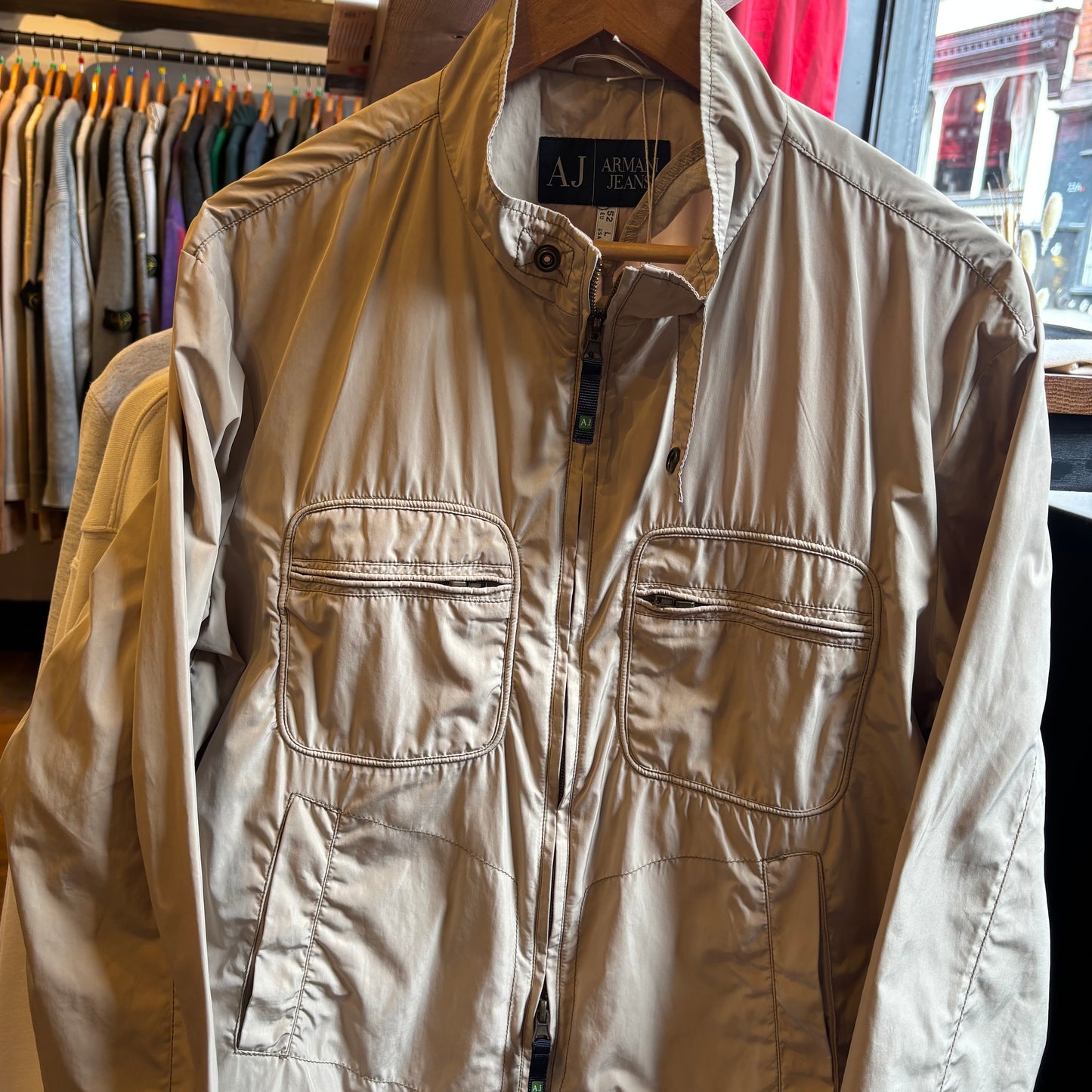 Armani Jeans Lighweight Utility Zip Up Jacket Beige (Medium)