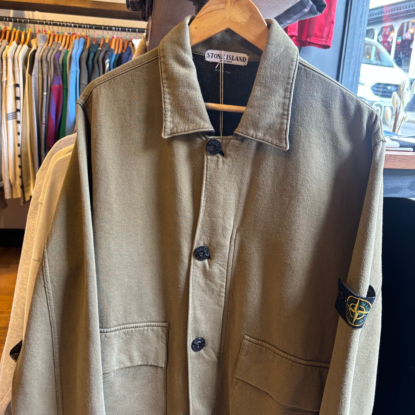 Stone Island 2000's Button Up Cardigan Jacket Green (XL)
