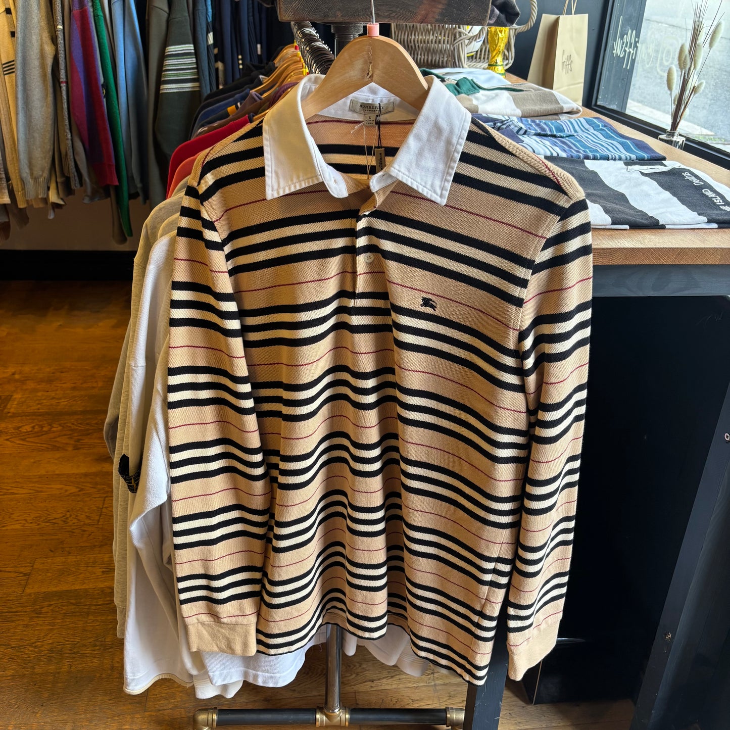 Burberry London Longsleeve Nova Check Polo Shirt (Small)