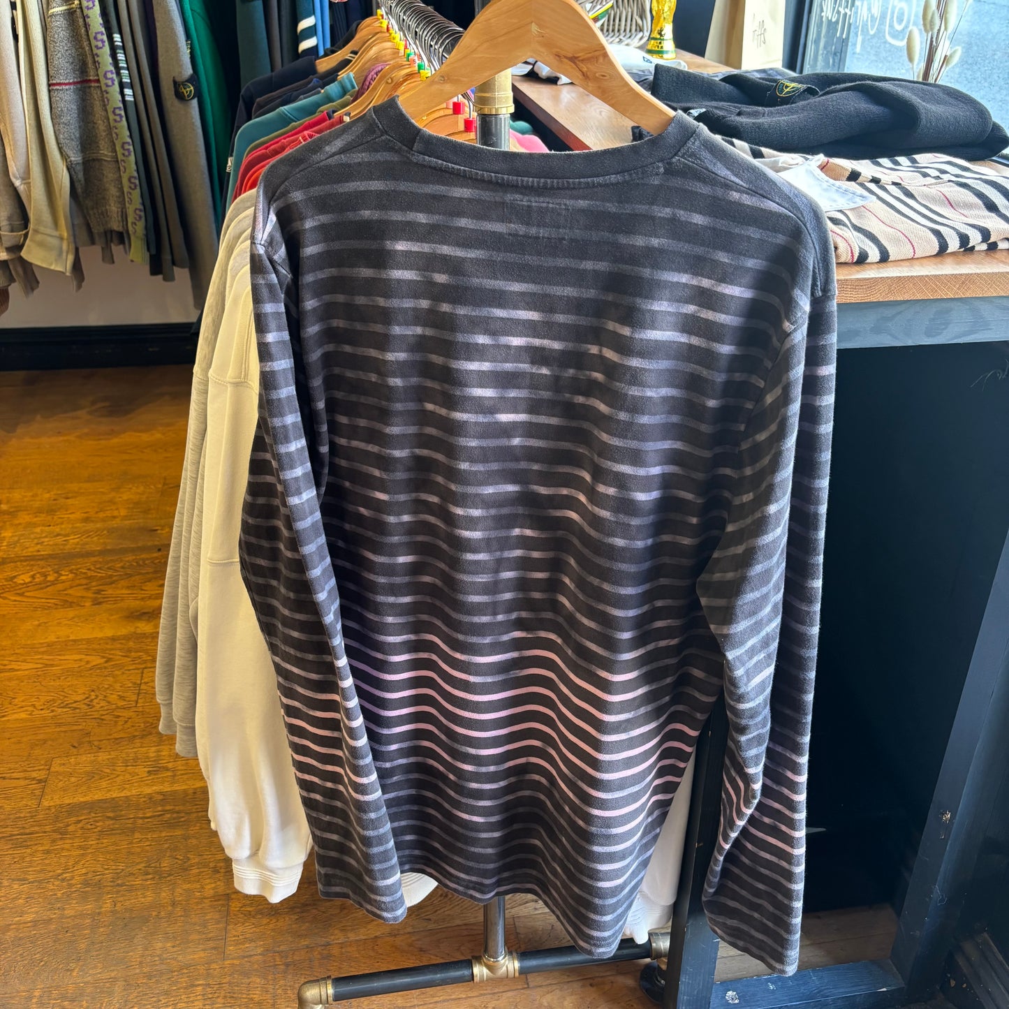 Stussy Bleach Stripe Longsleeve T-Shirt Black (XL)