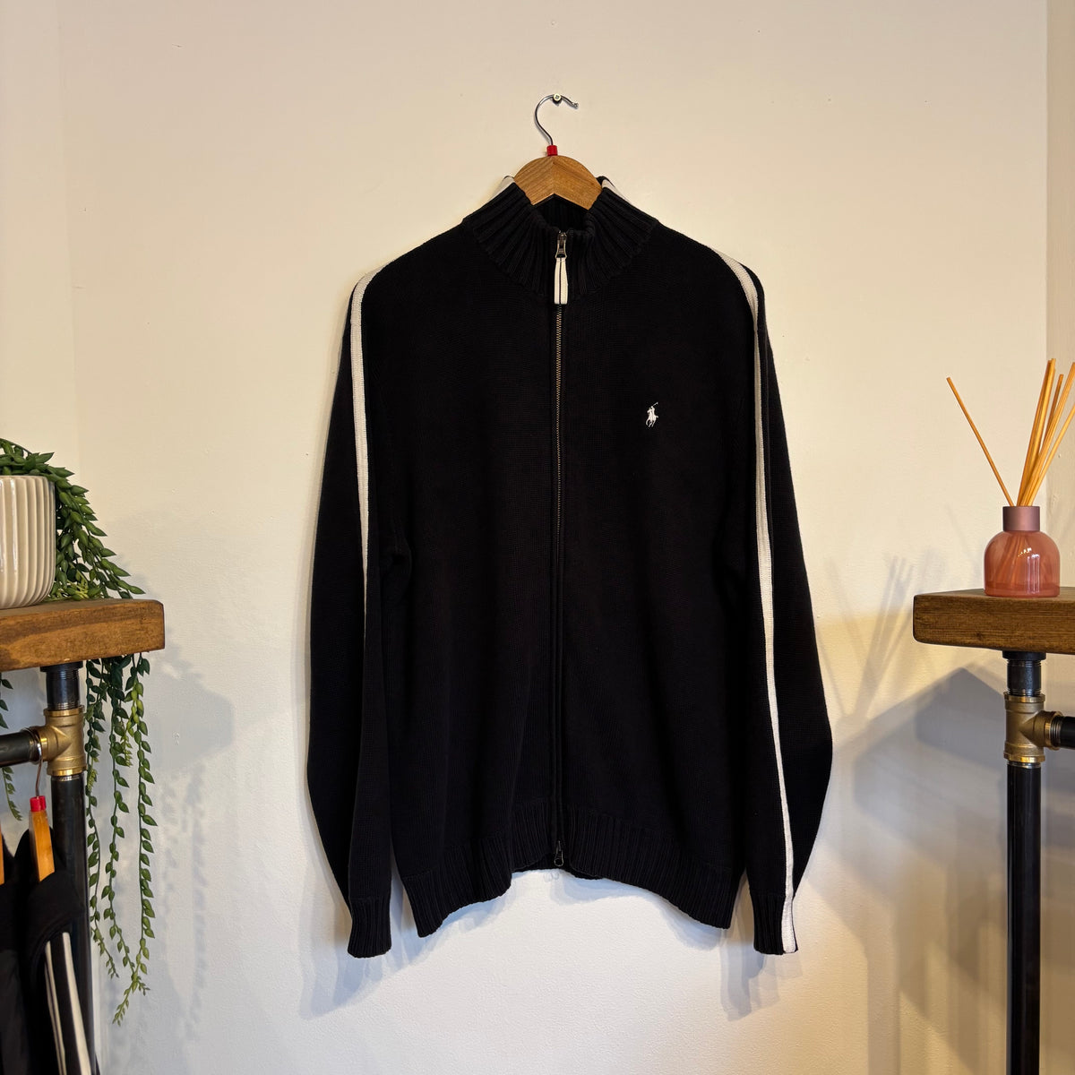 Ralph Lauren Full Zip Taper Knit Jumper Black (Large)