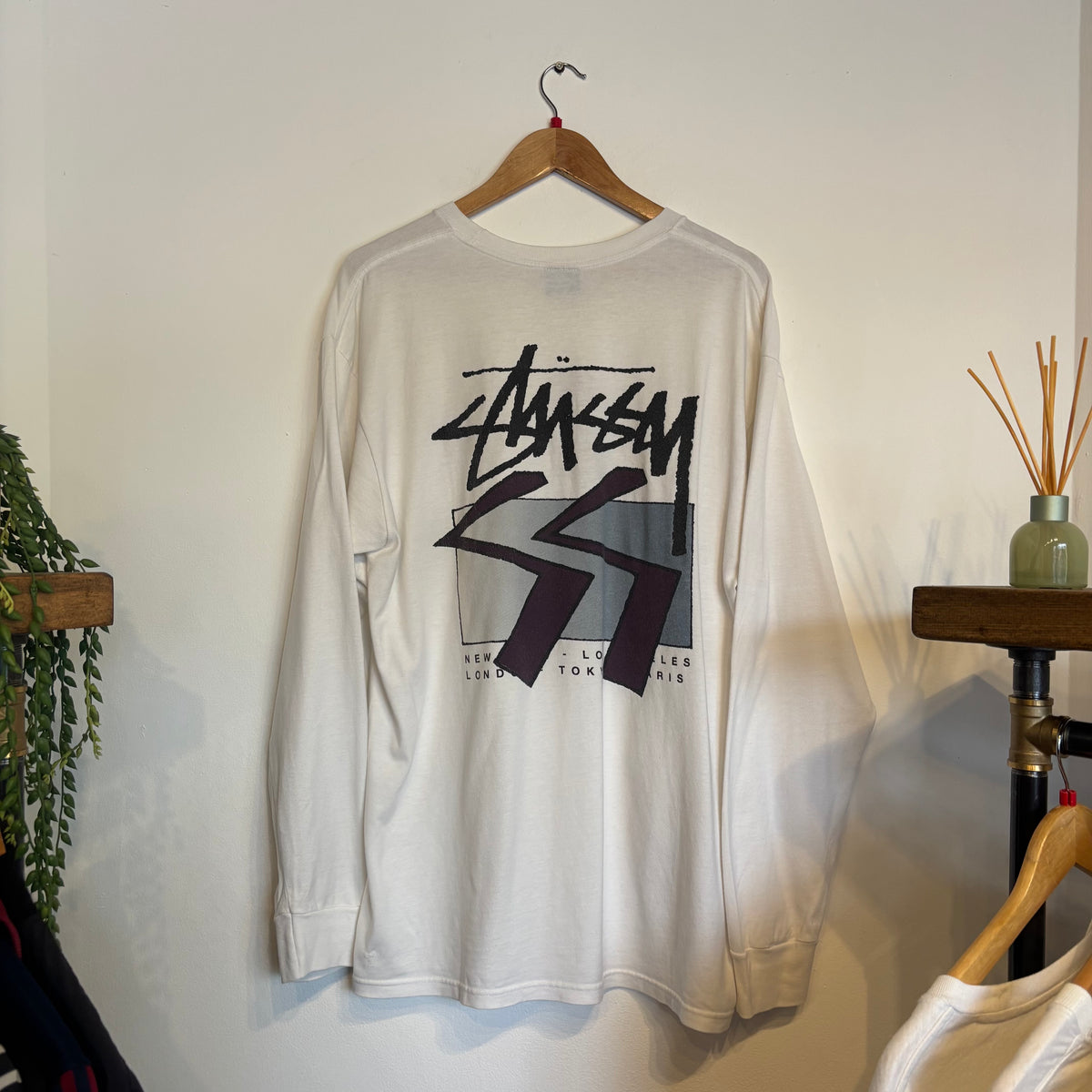 Stussy World Tour Collage Longsleeve T-Shirt White (Large)