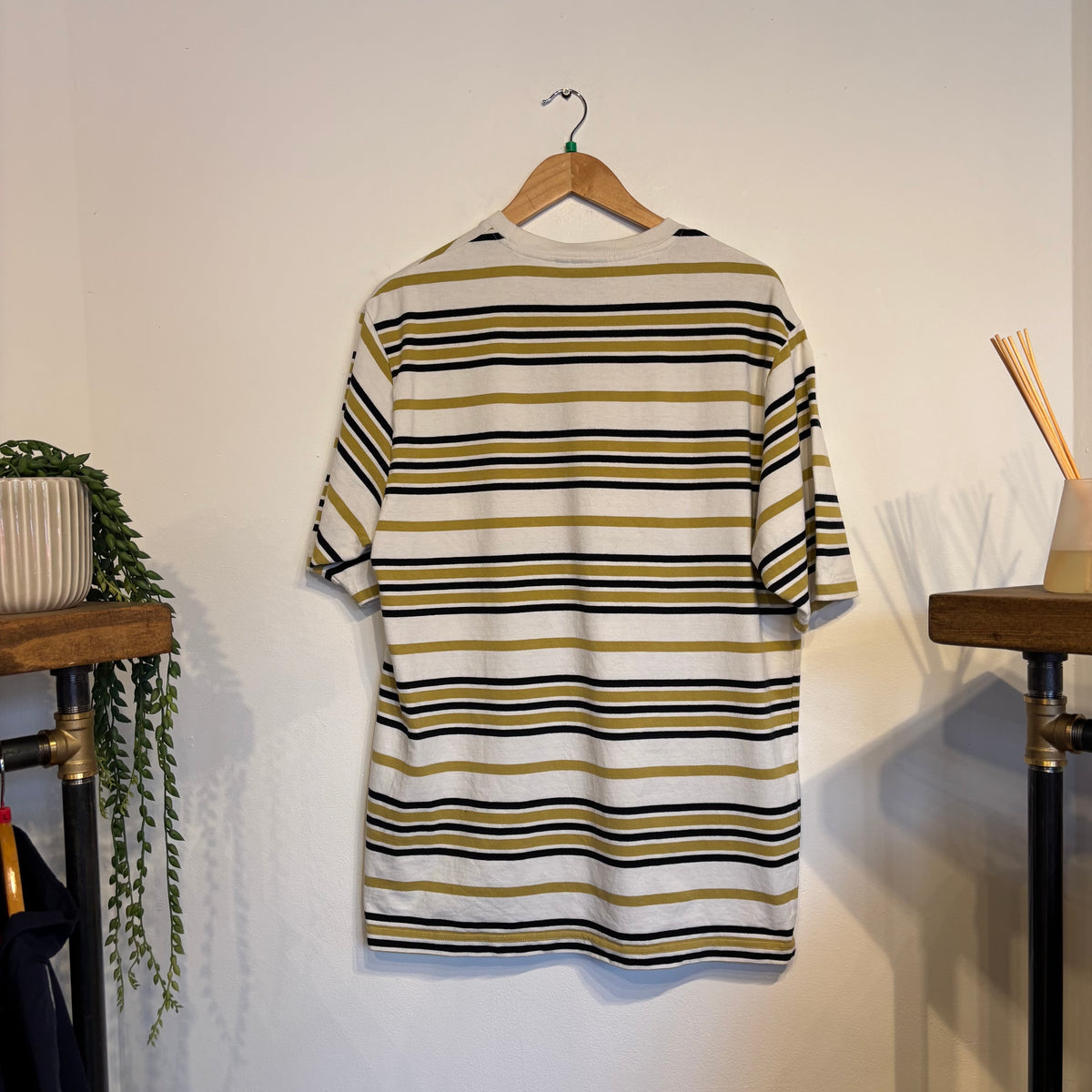 Stussy Alton Stripe Crew T-Shirt Bone White (XL)