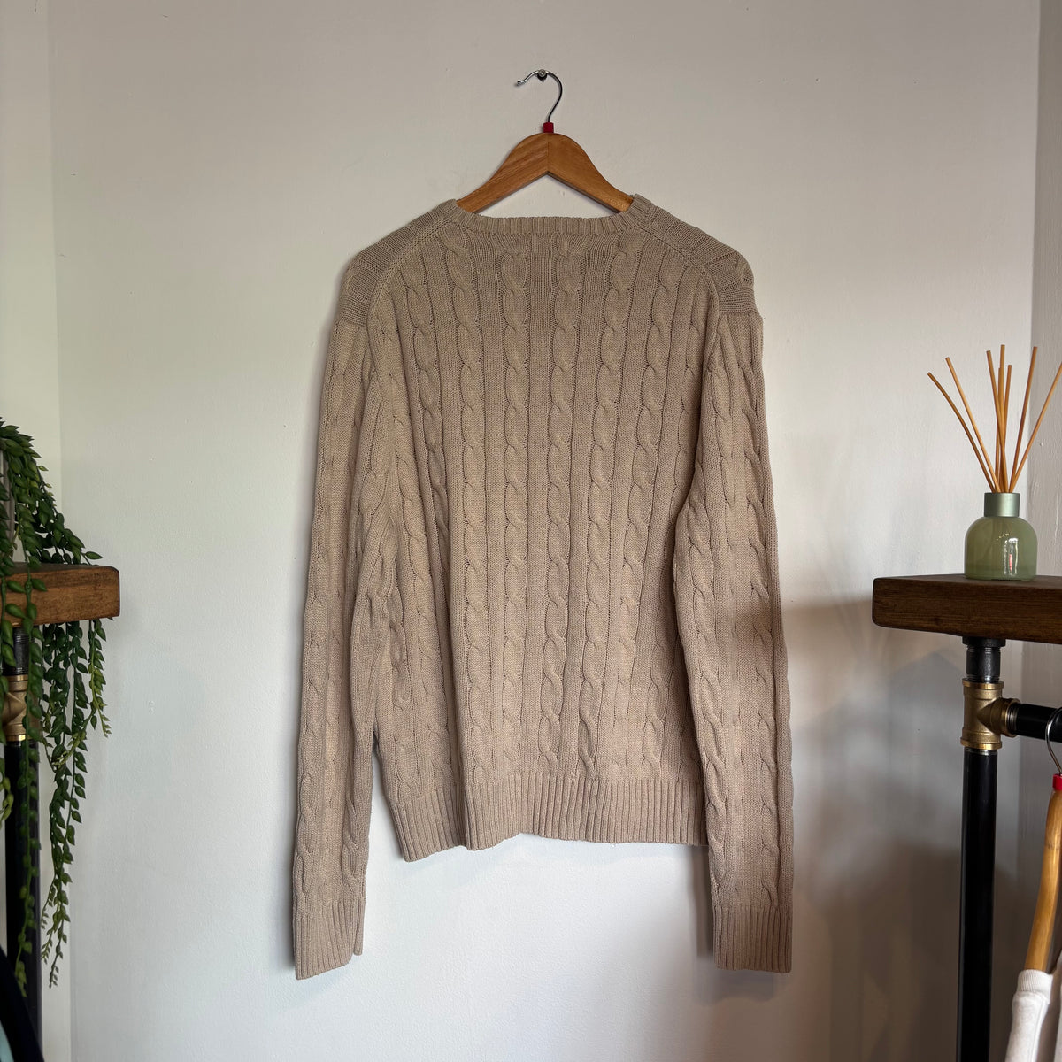 Ralph Lauren Cable Knit Pullover Jumper Beige (Large)