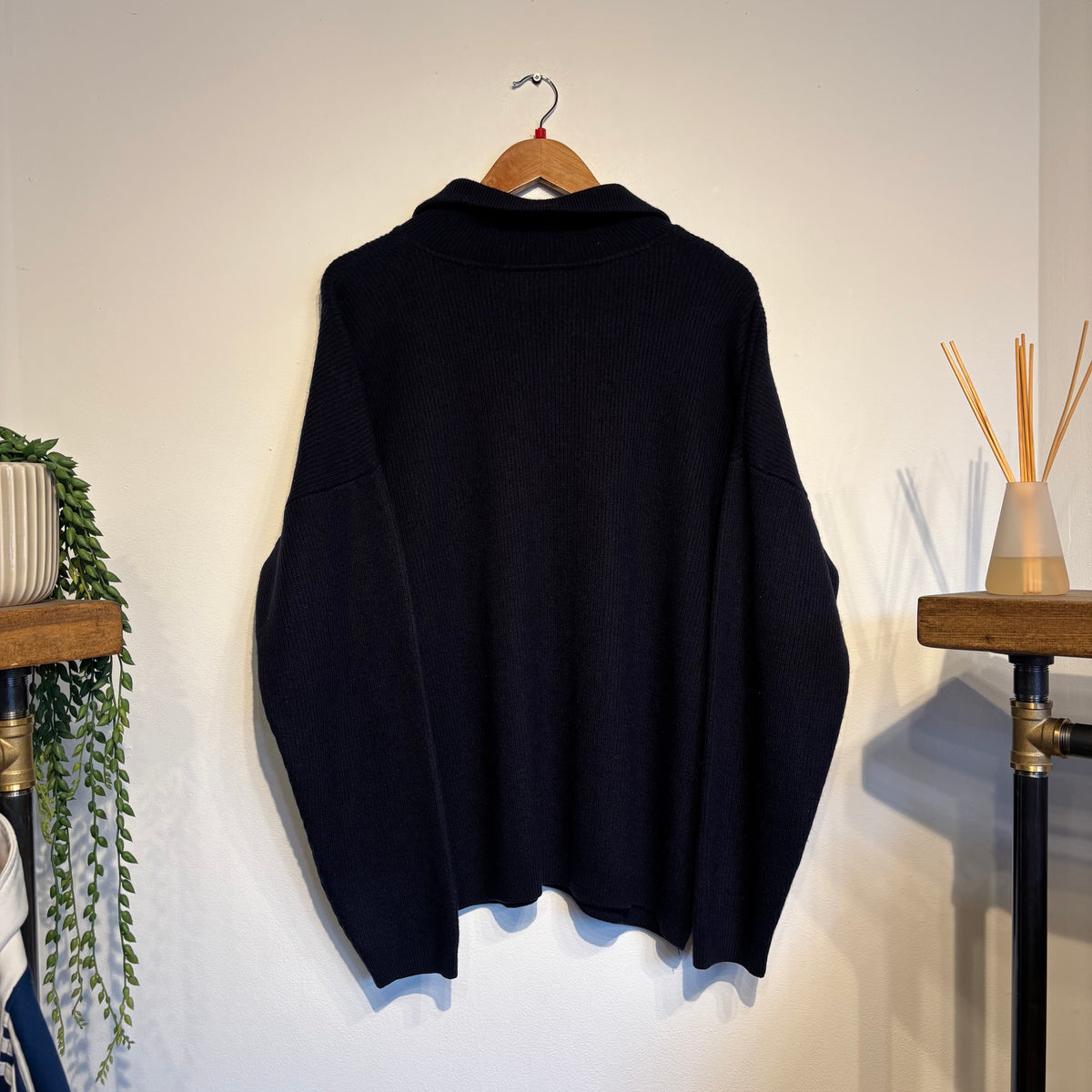 Lacoste Pullover Quarter Zip Knit Jumper Navy (Large)