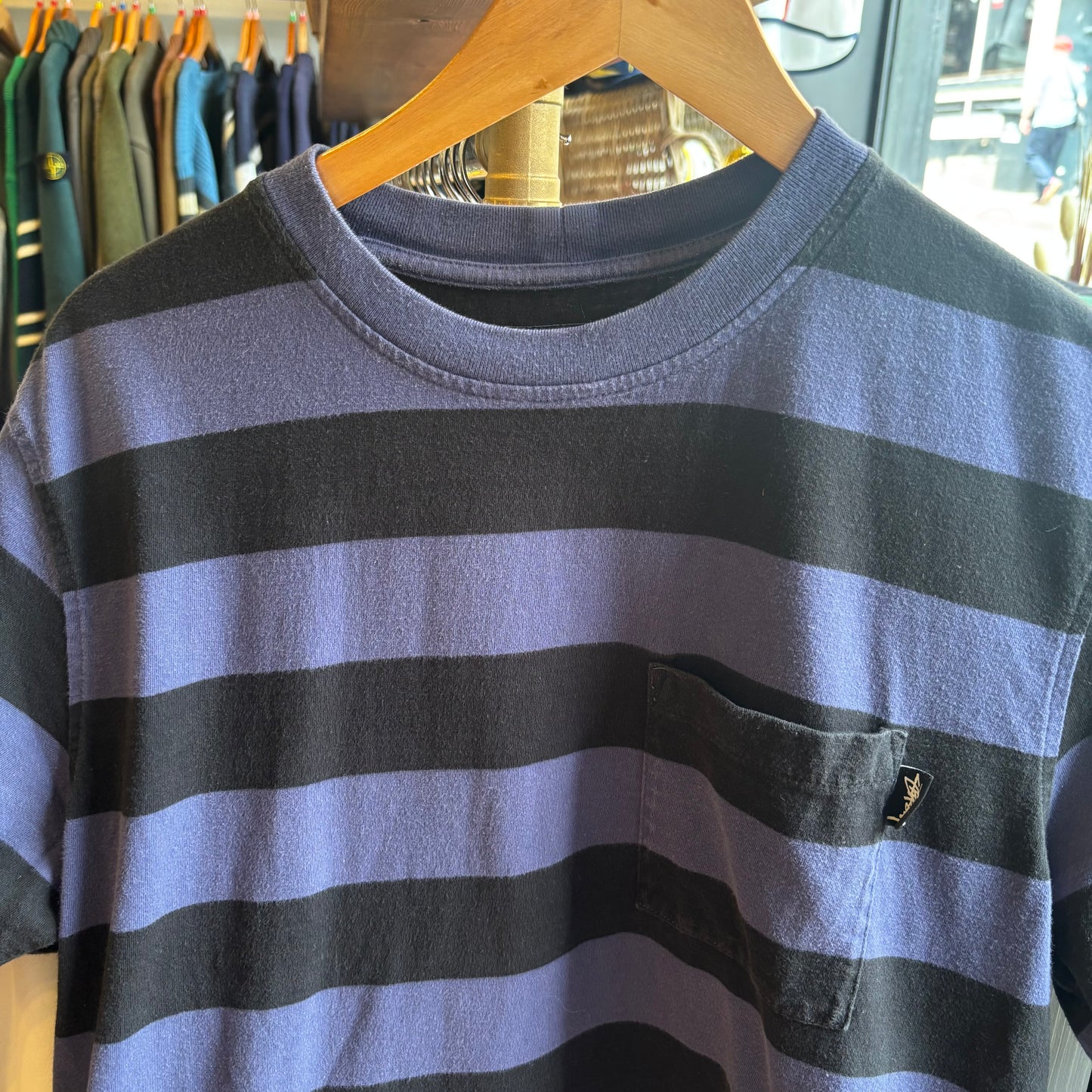 Stussy Classic Stripe Crew T-Shirt Blue/ Black (Medium)