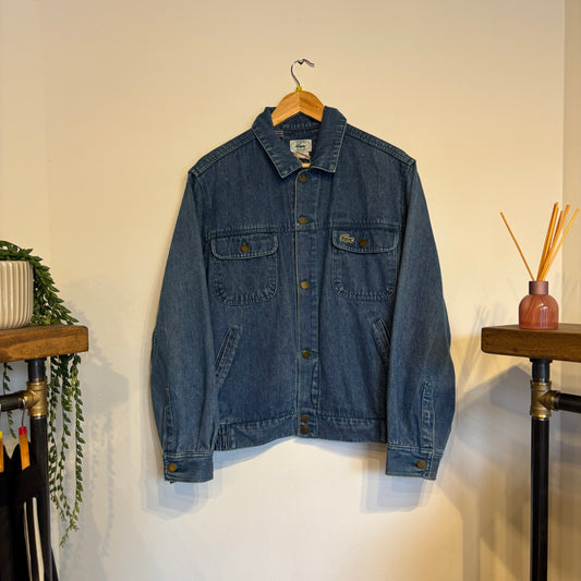 Lacoste Izod Button Up Denim Trucker Jacket Blue (Medium)