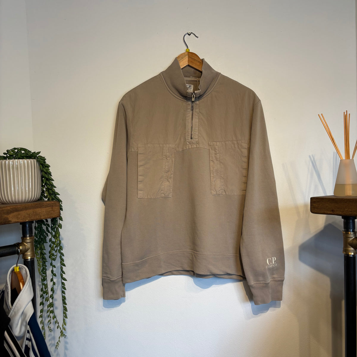CP Company 2000s Quarter Zip Jumper Beige (Medium)
