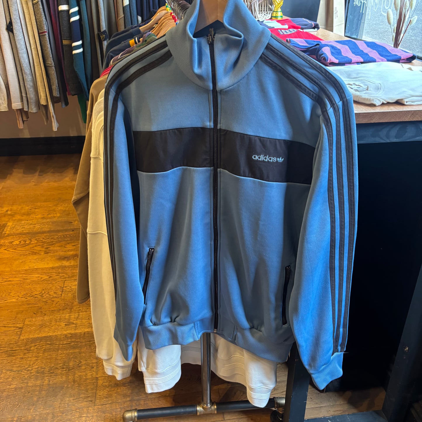 Adidas Zip Up Track Jacket Light Blue (Large)