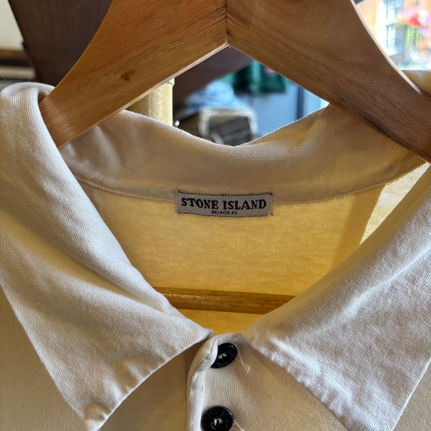 Stone Island 2000's Script Polo Shirt Cream (XL)