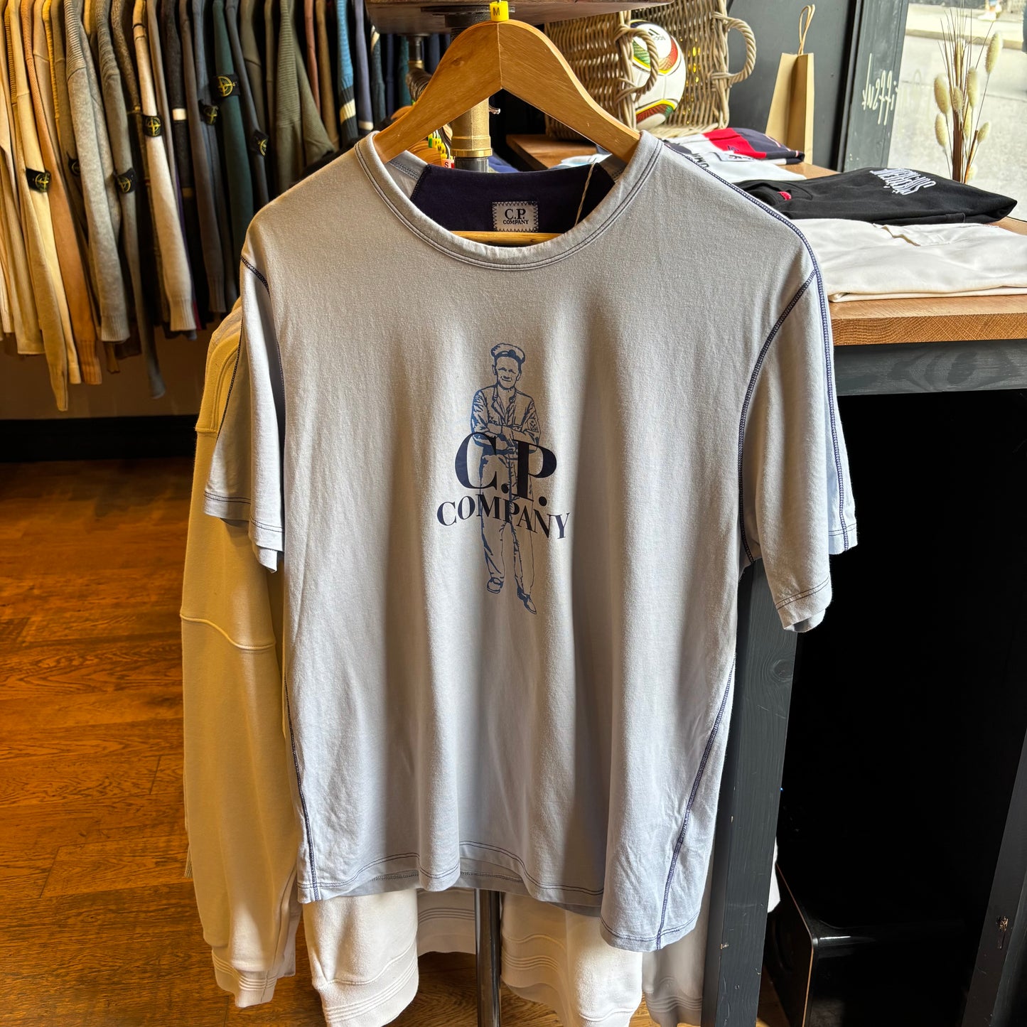 CP Company British Sailor Print T-Shirt Light Blue (Medium)