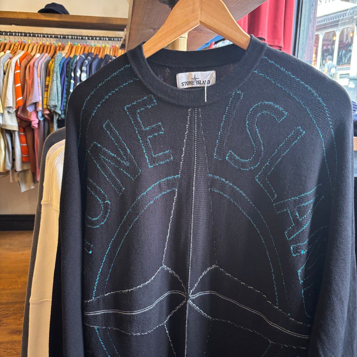 Stone Island Intarsia Cotton Sweater Black (Small)