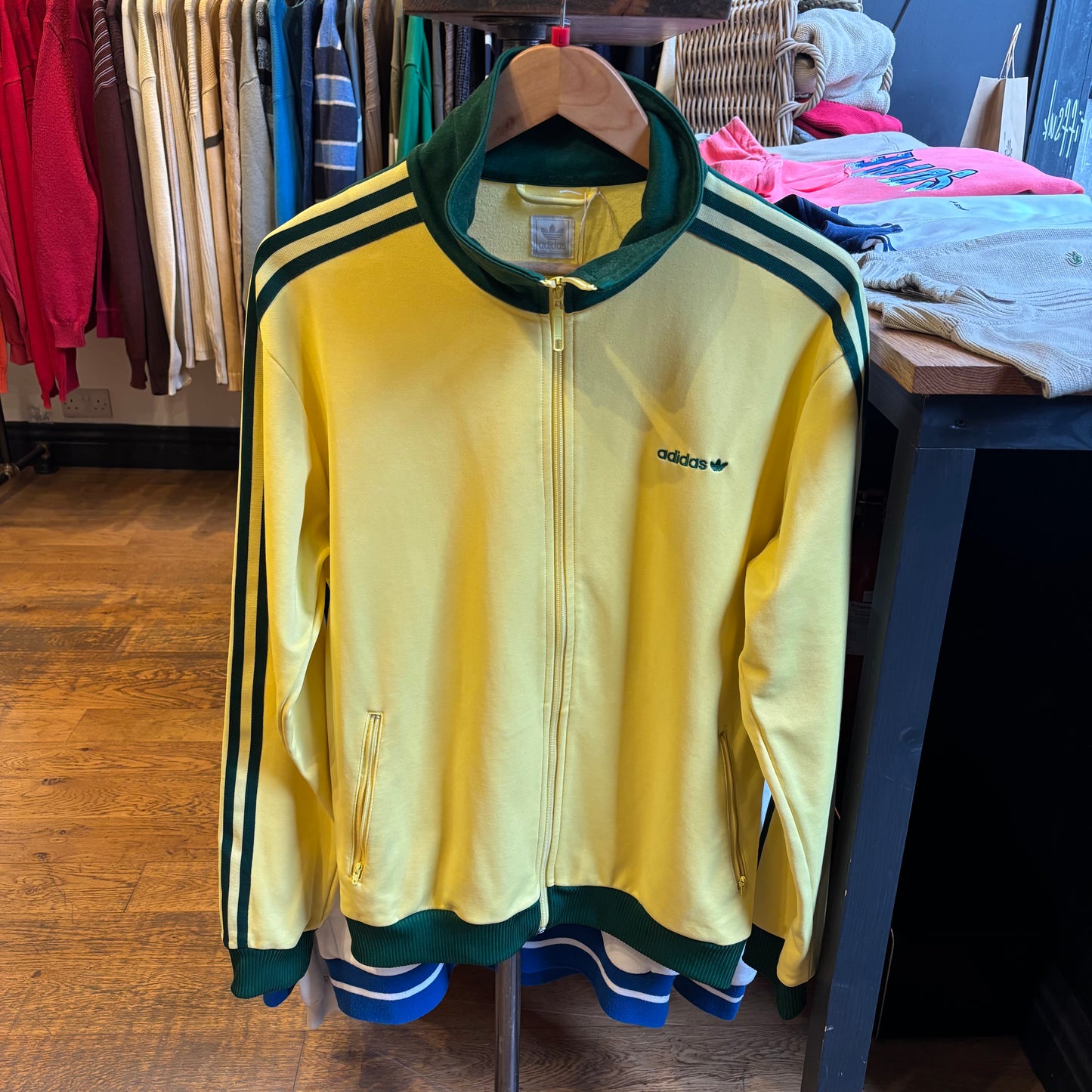 Adidas Zip Up Track Jacket Yellow/ Green (Large)