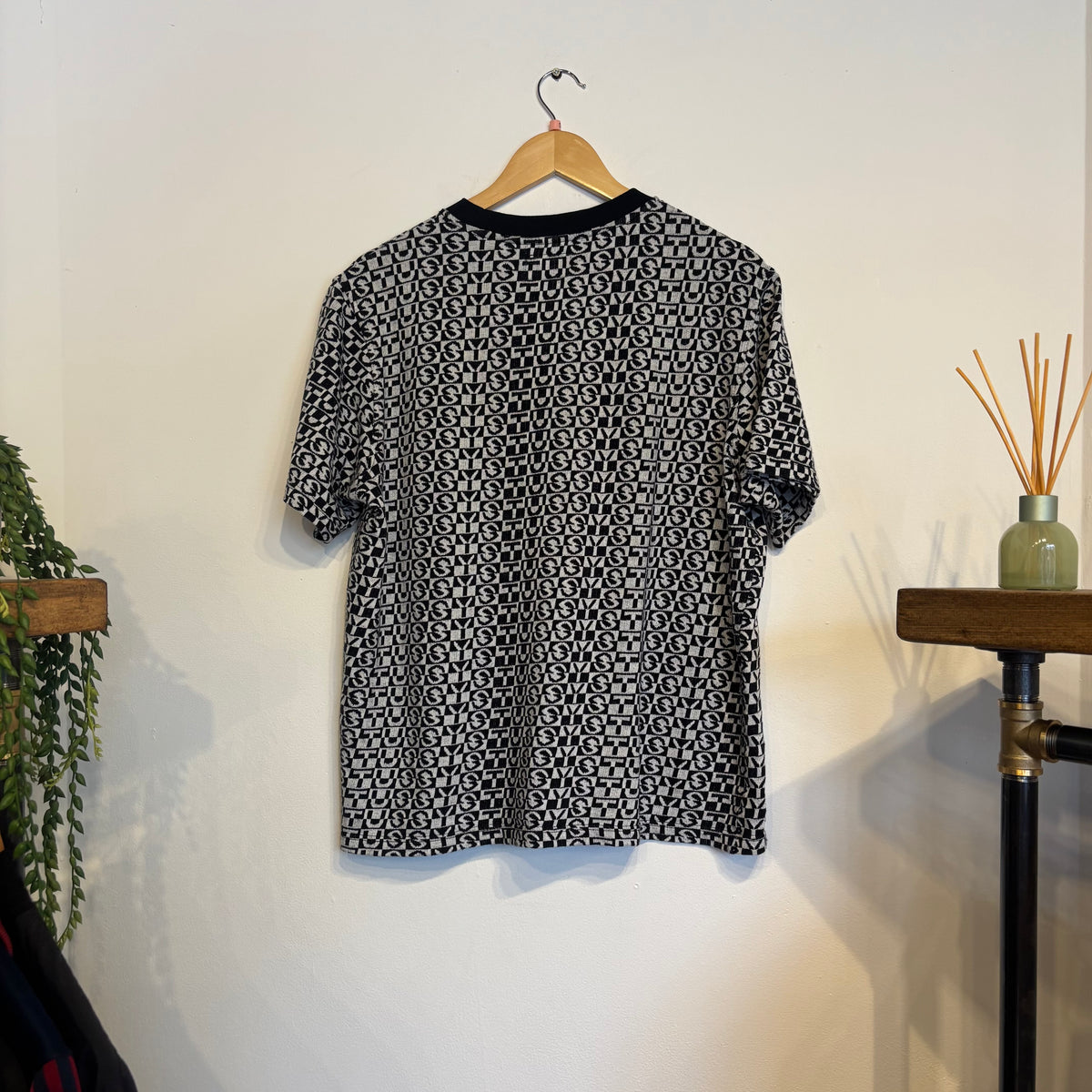 Stussy Check Crew T-Shirt Black/ White (Small)