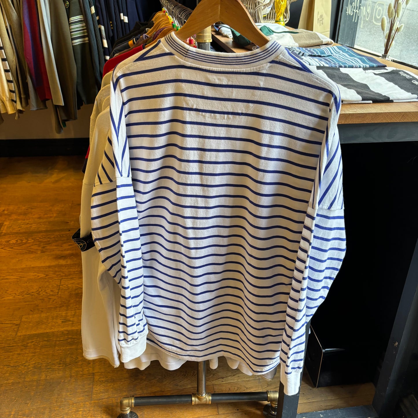 Palace FW21 Rule Longsleeve Oversized Stripe T-Shirt White/ Blue (Medium)