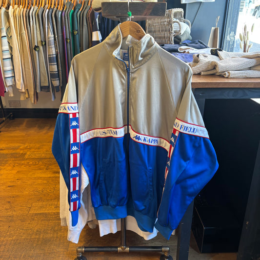 Kappa 80s USA Olympics Zip Up Jacket Grey/ Blue (XL)