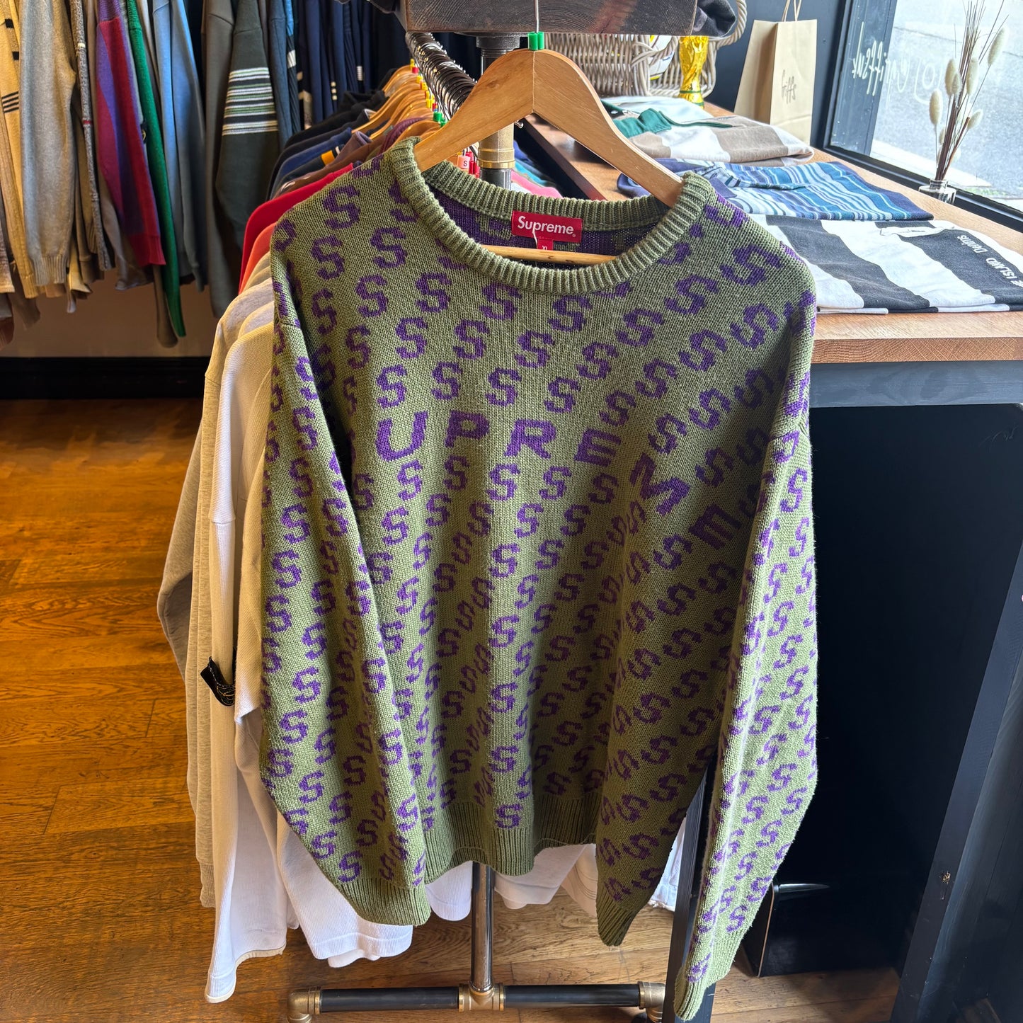Supreme SS21 S Repeat Sweater Olive (XL)