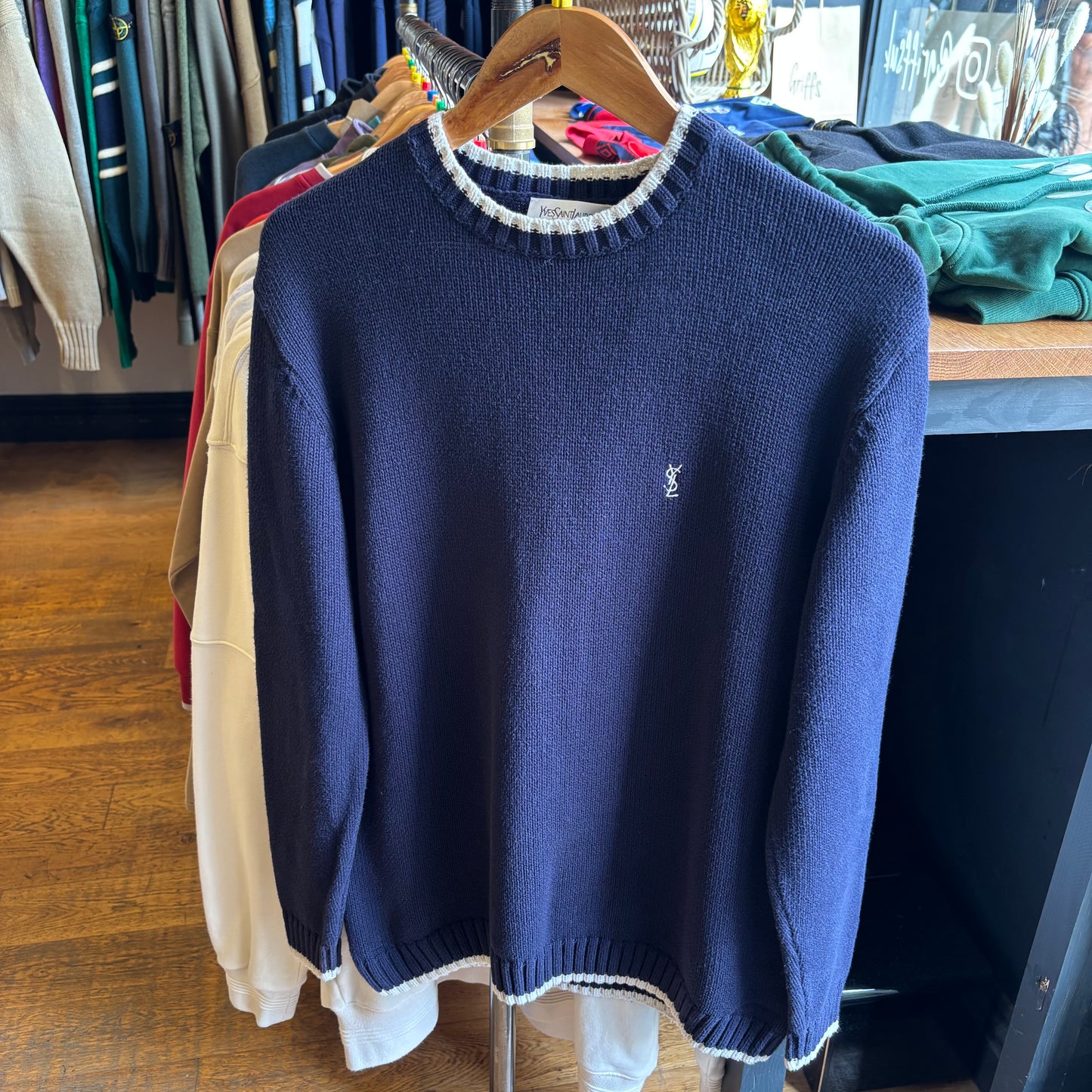 Yves Saint Laurent Pullover Knit Jumper Navy (Medium)