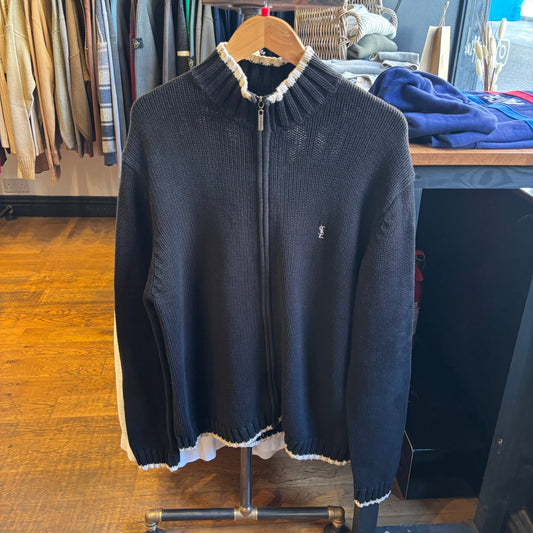 Yves Saint Laurent Full Zip Knit Jumper Black (Large)