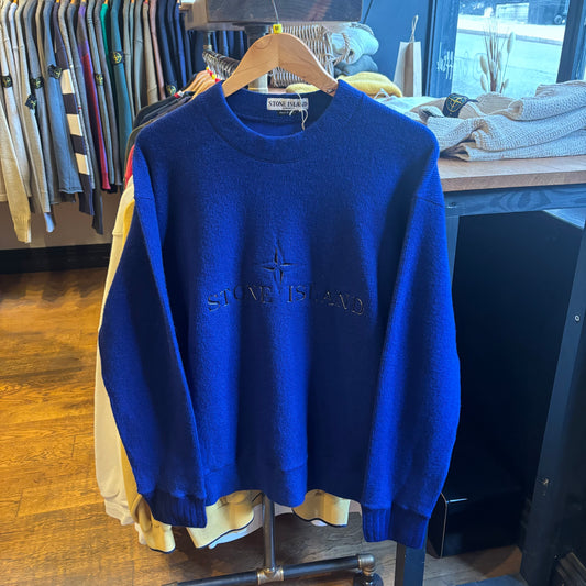 Stone Island A/W 2004 Spellout Knit Jumper Blue (Medium)
