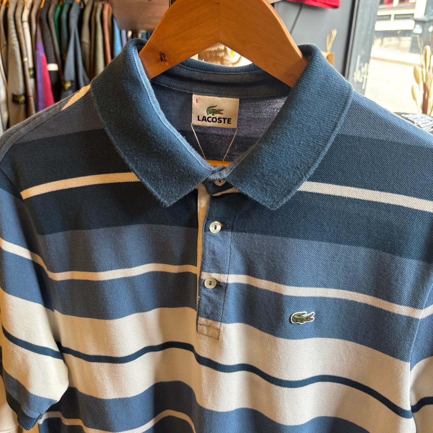 Lacoste Stripe Polo Shirt Blue (XL)