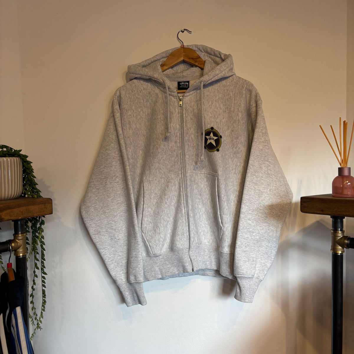 Stussy Ranger Zip Up Hoodie Grey (Small)