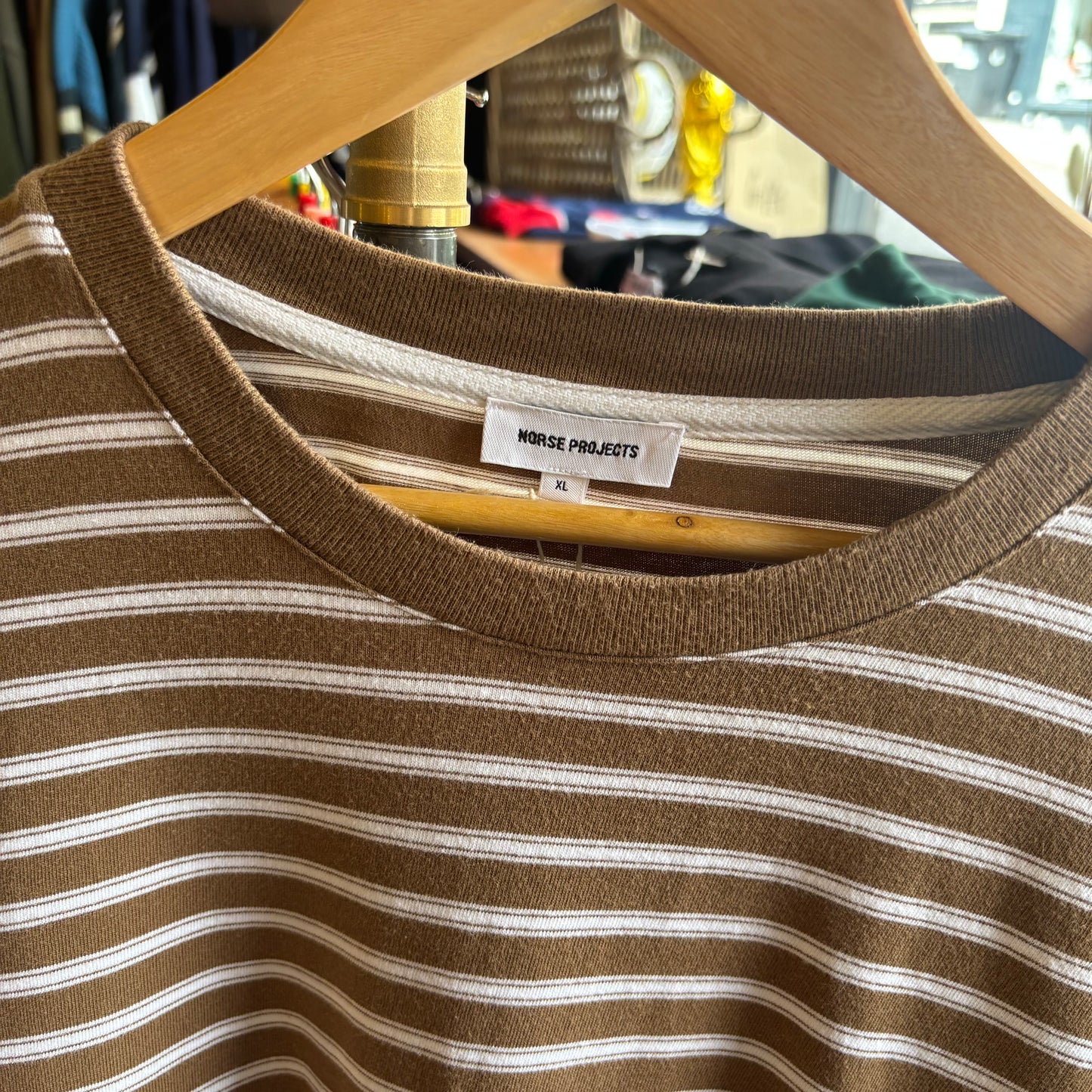 Norse Projects Johannes College Stripe T-Shirt Green (XL)