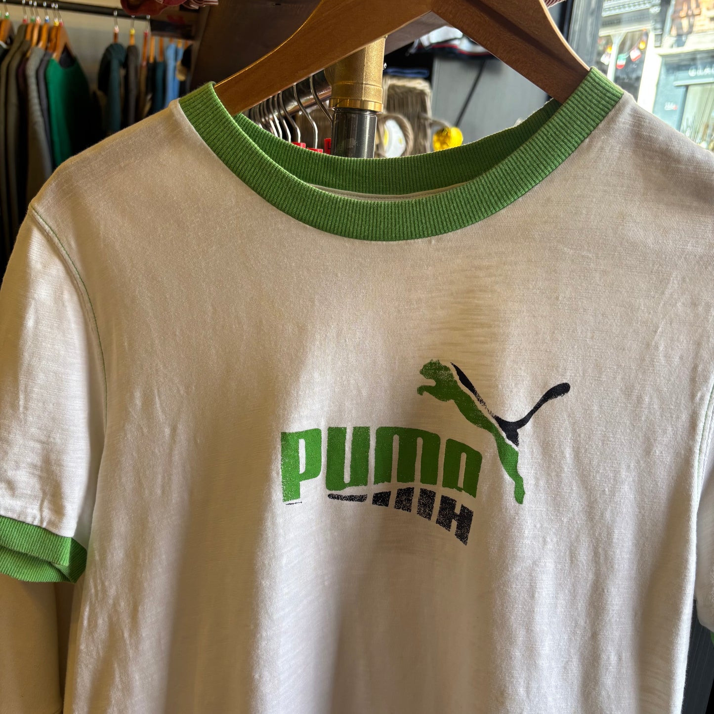 Puma Y2K Ringer T-Shirt White/ Green (Medium)
