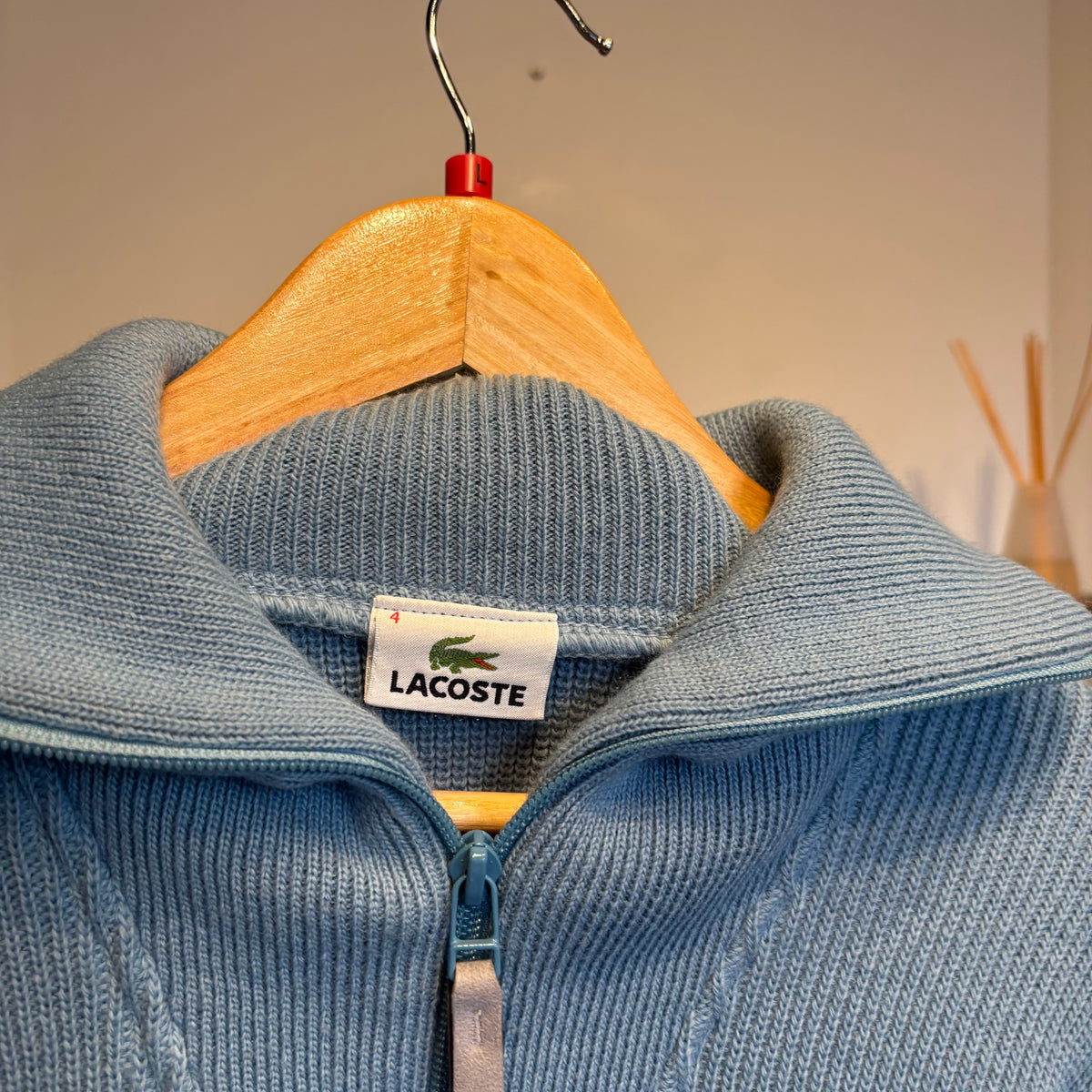 Lacoste Quarter Zip Pullover Knit Jumper Light Blue (XL)